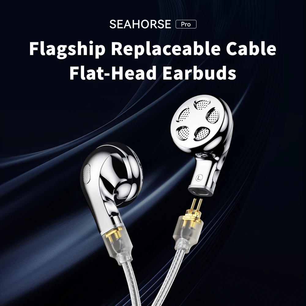 TRN SEAHORSE Pro Flagship Replaceable Cable Flat-Head Earbuds Dynamic Earphone with 0.78 2 Pin Cable