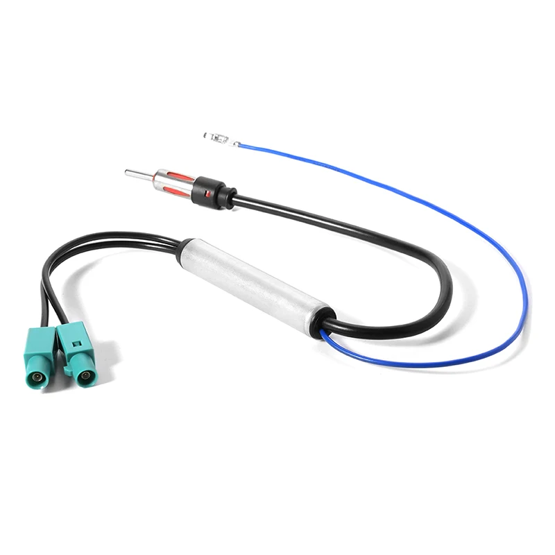 Car Radio Antenna AM/FM Audio Radio Signal Amplifier Dual To DIN RF Radio Antenna Aerial Adapter Cable For