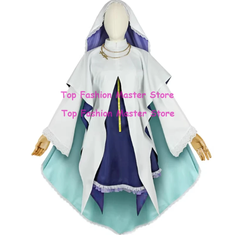 The White Saint and the Black Priest Cecilia Cosplay Costume Women Dress Stockings Wig Halloween Carnival Comic Con Full Set