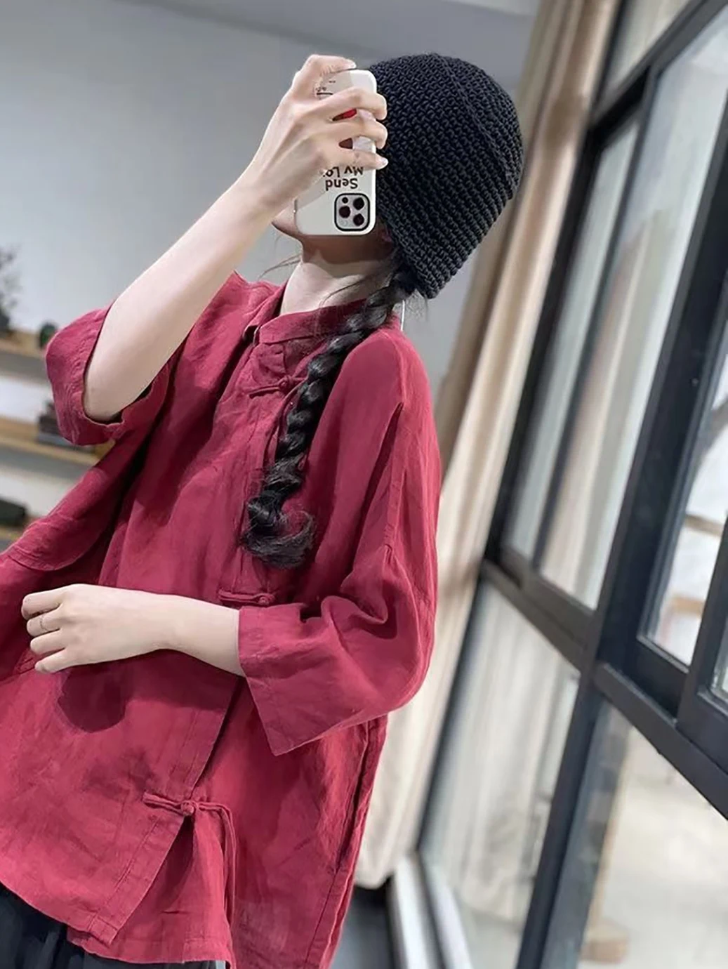 

Новый художественный однотонный топ Hanfu Irt с пуговицами свободного покроя из льняного материала в стиле ретро, топ с воротником Seven Sve