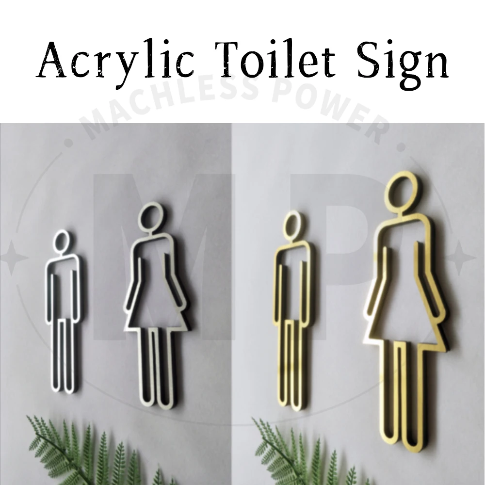 8.66 Inch 220MM Acrylic Self Adhesive Toilet Sign Office Or Business WC Sign Latrine Guide Sign Bathroom Logo Washroom Decor