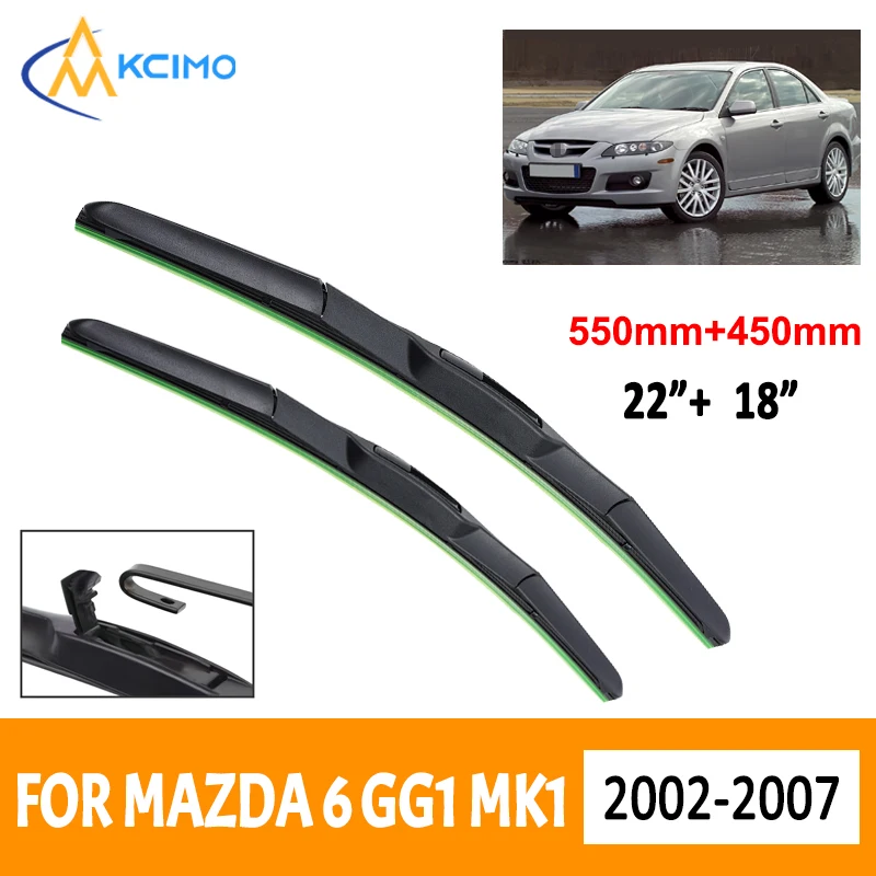 

For Mazda 6 GG1 MK1 2002-2007 Car Wiper Three Stage Soft Rubber Wiper Mute Durable Front Windscreen Automotive Wiper 22"+18"