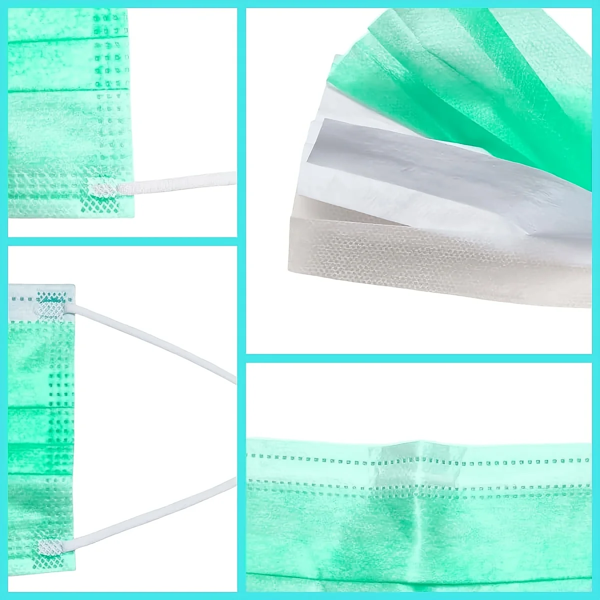 200 قطعة من الأقنعة الواقية للاستعمال مرة واحدة باللون الأخضر النعناعي - 3 طبقات سميكة ومسامية ومريحة، حلقات أذن قابلة للتعديل ووسادات أنف مناسبة بشكل ساخن للاستخدام المنزلي، يمكن شراؤها بكميات كبيرة، لكل #2