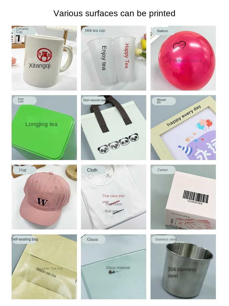 Yiwa printInd handheld logo printer, small coding machine, plastic bags, clothes, paper boxes, ceramic custom patterns, QR code,