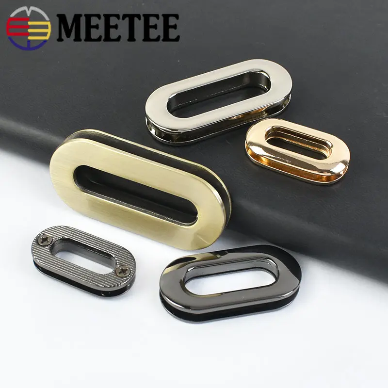 Meetee 4/10/20Pcs Metal Eyelet Screw Buckles 18/25/32/38mm O Ring Bags Strap Chain Belt Clasp DIY Sewing Hardware Accessories