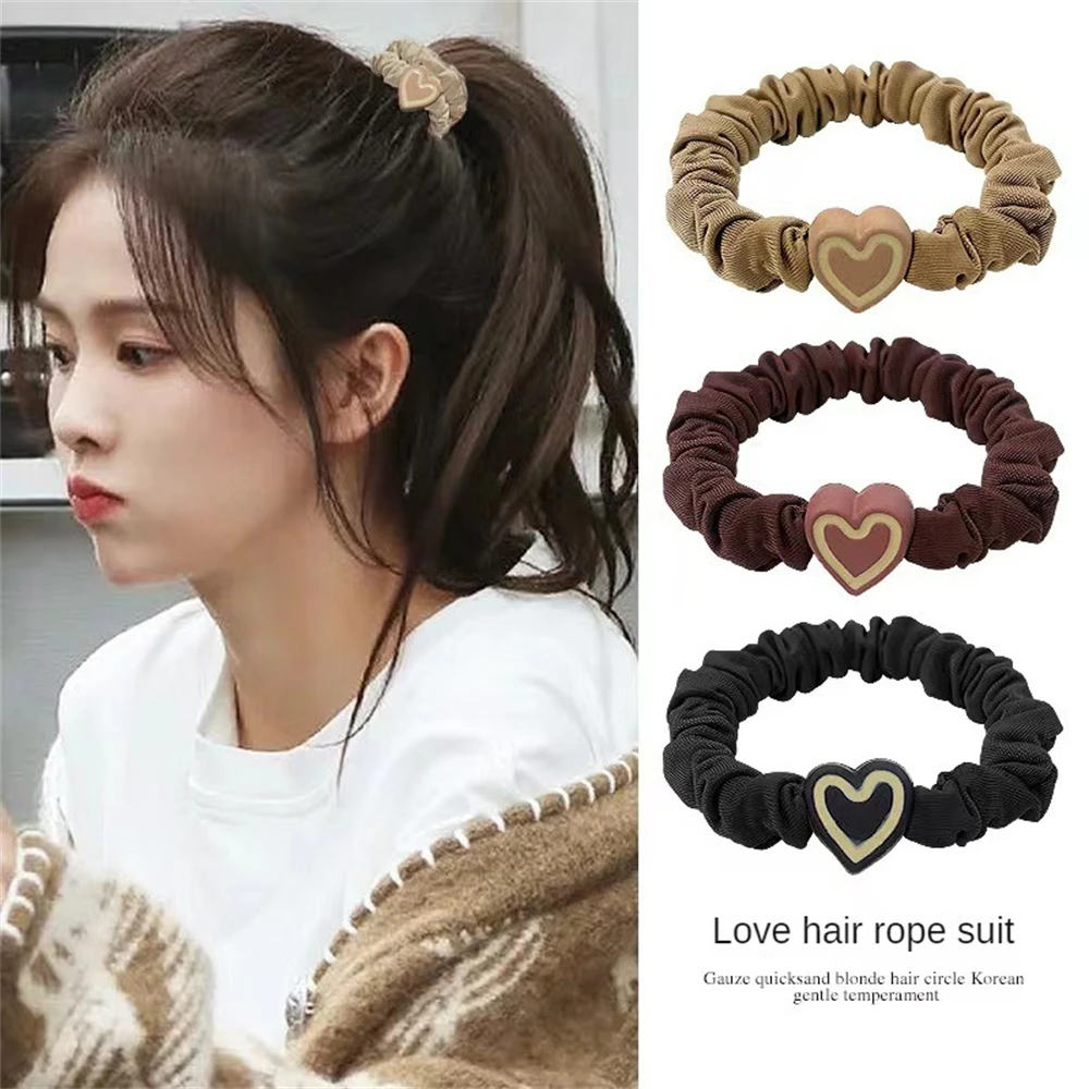 Ins Style High Durability Lovely Ins Style Hair Tie Women Hair Tie Heart-shaped Hair Tie Trending Hair Accessories Ponytail Band