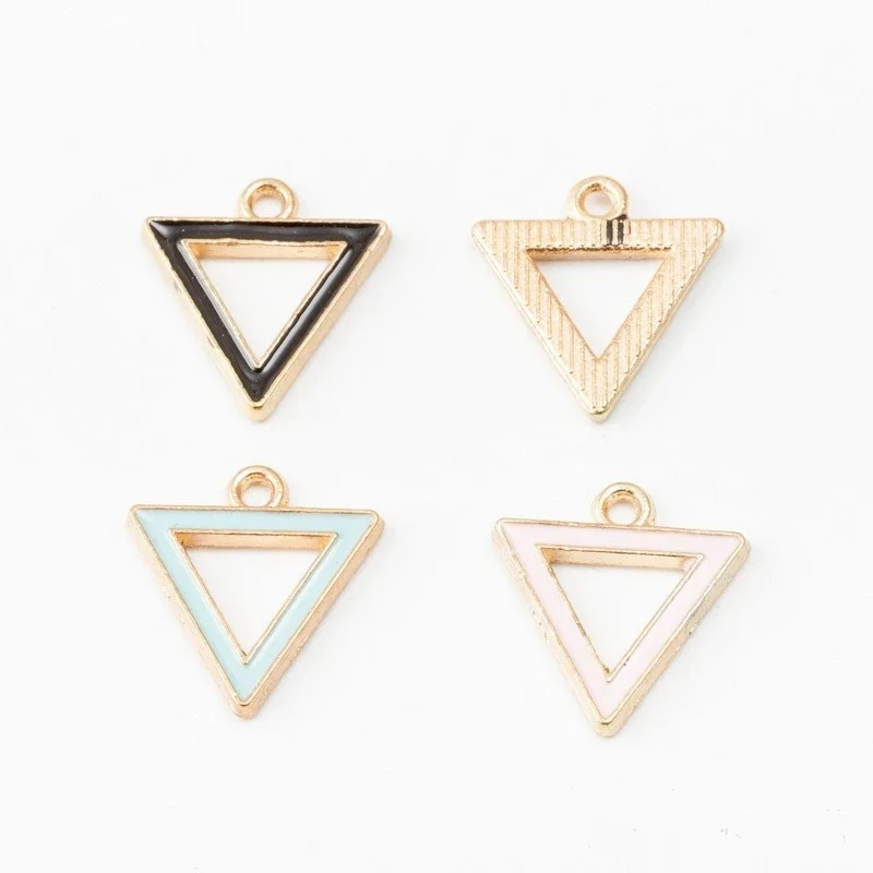 New Fashion 16*17mm 10pcs/bag Zinc Alloy Enamel Il Triangle Charms Pendants for DIY Earring Jewelry Accessories