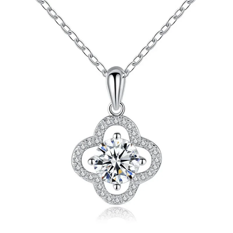 

Moissanite PT950 18K gold premium four-leaf clover moissanite necklace fashion chain