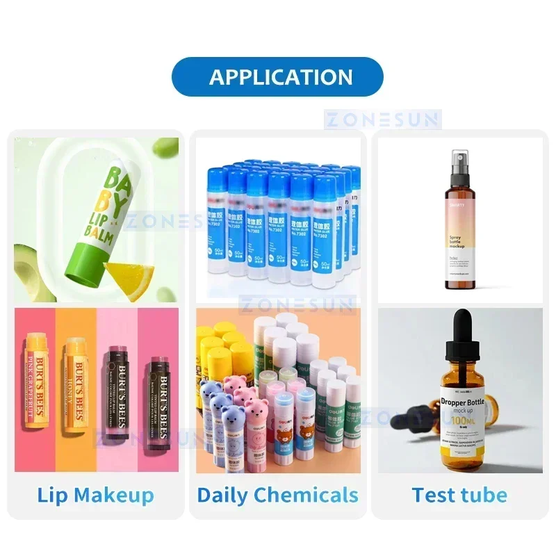 ZONESUN ZS-TB823 Horizontal Wrap Around Labeling Machine Tube Bottle Lip Makeup Packaging