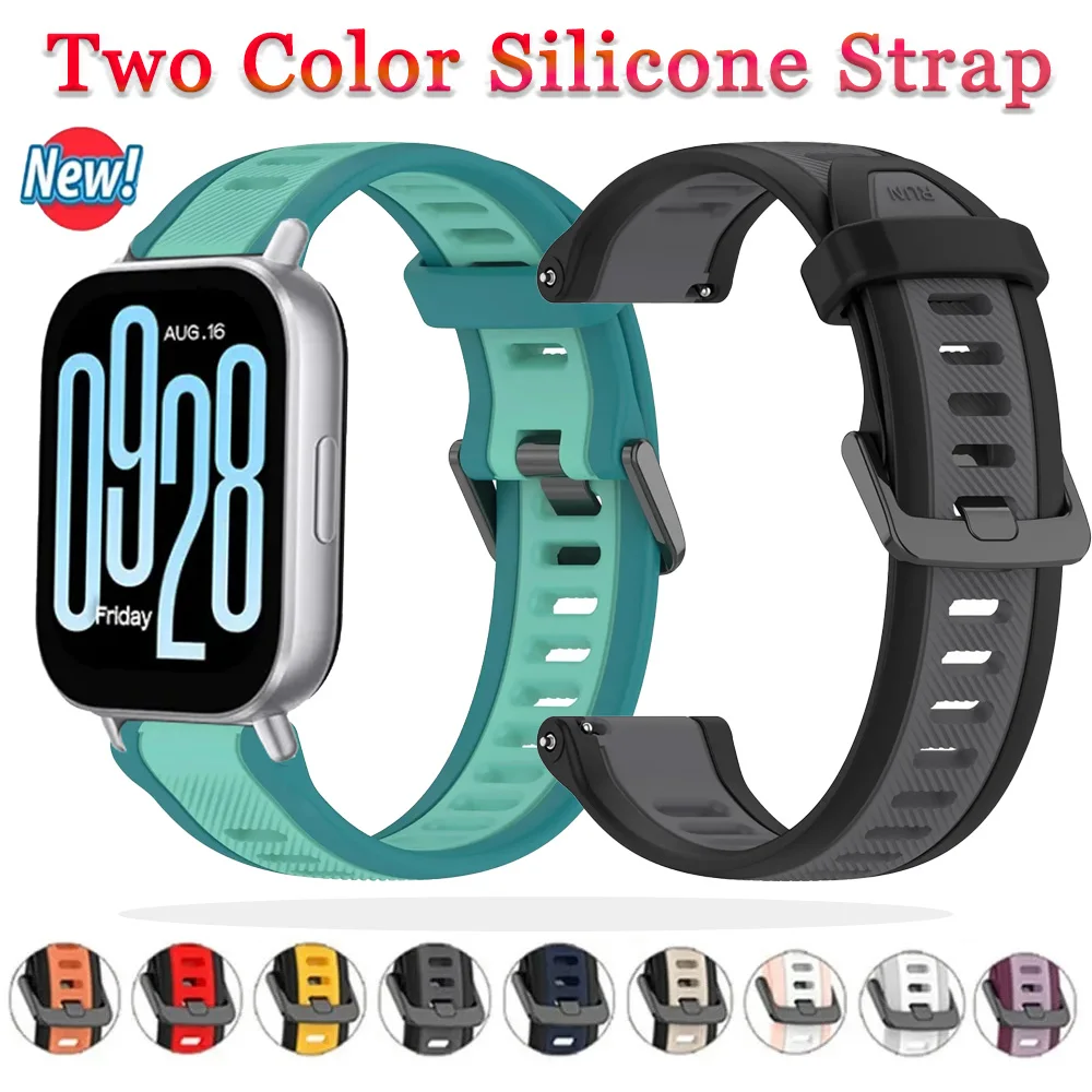 Two Color Silicone Strap For Redmi Watch 5 Active/Lite 22/20/18mm Comfortable Bracelet Wristband Huawei Watch 5 4 GT6 46mm Belt