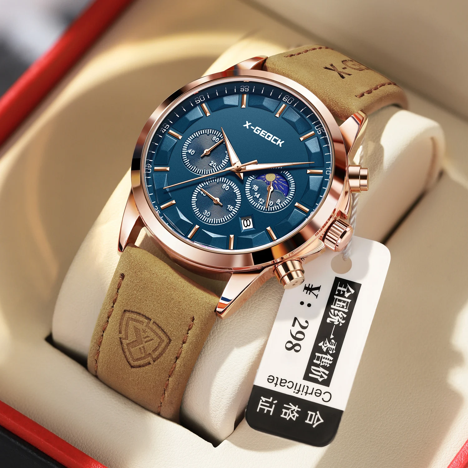 

Мужские модные многофункциональные спортивные водонепроницаемые светящиеся стальные ремешки с тремя глазами и шестью контактами, кварцевые часы для бизнеса и отдыха, мужские часы