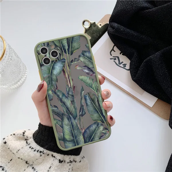 Palmblätter Pflanzen Blumen Handyhülle für iPhone X XR XS 17 15 11 12 13 14 Pro Max 16 15 14 Plus Stoßfeste Rückseite Schutzhülle – Detail 3
