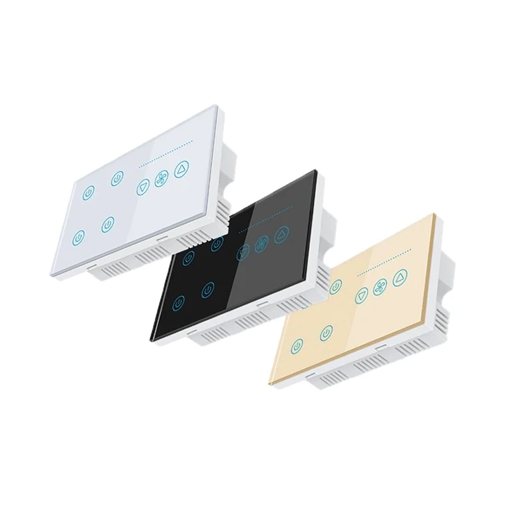 SZMYQ 4 Gang +1 Fan Smart Light Switch with WiFi Control Voice (Alexa/Google) Mobile Touch 100-240V Home/Hotel/Office F426