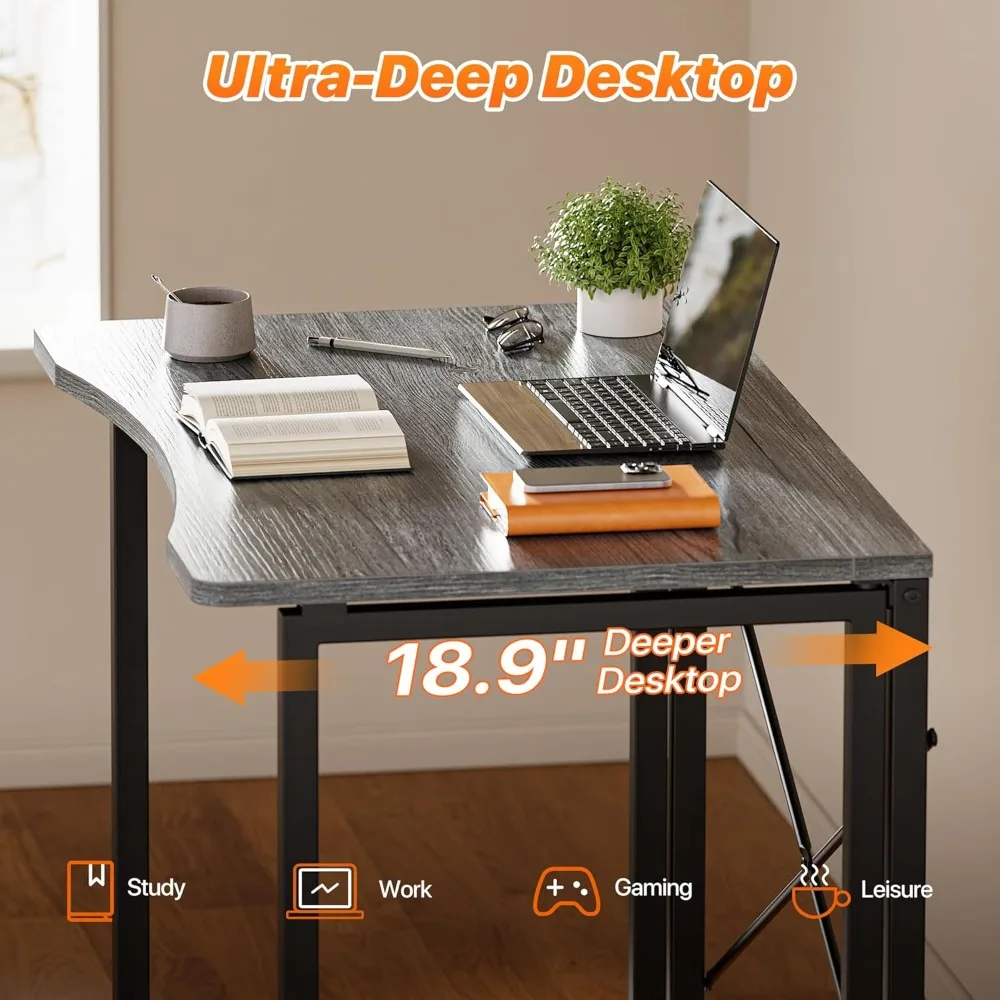 Space-Saving Foldable Desk 31.5 Inch for Small Spaces, Home Office, Study, Bedroom, Dorm Use, Compact Computer Table