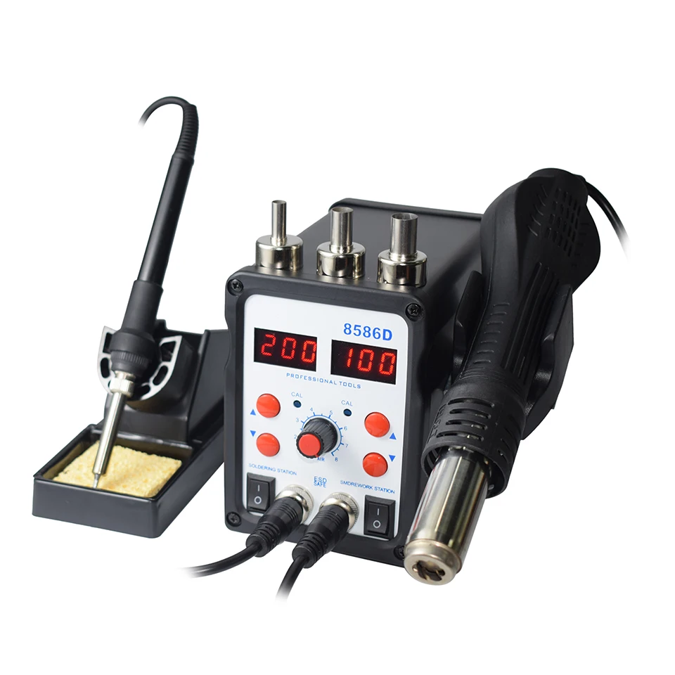 Eruntop 8586D Soldering Station Double Digital Display Electric Soldering Iron Hot Air Heat Gun Upgraded 8586