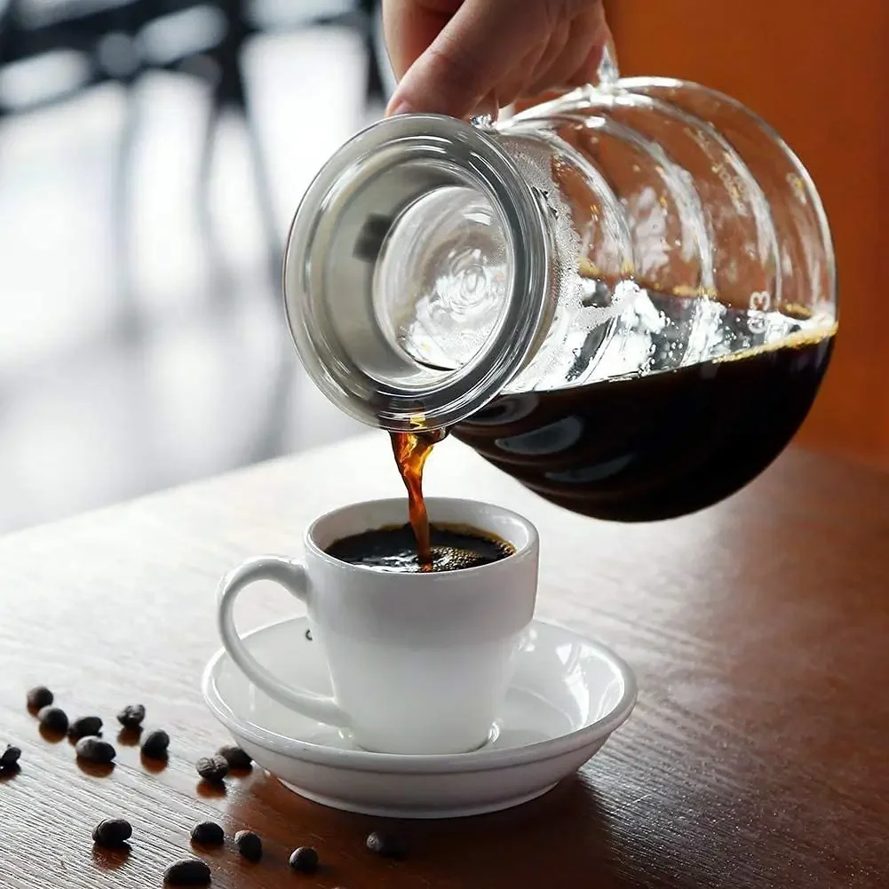 Coffee Carafe, 350/600ml Coffee Clear Glass Kettle Sharing Pot with Lids, Pour Over Coffee Espresso Maker Accessories