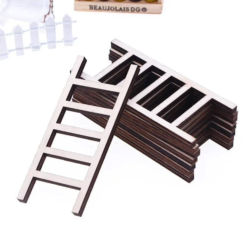 Dollouse simulated wooden ladder model, mini wooden ladder ladder, miniature BJD Christmas scene DIY accessories