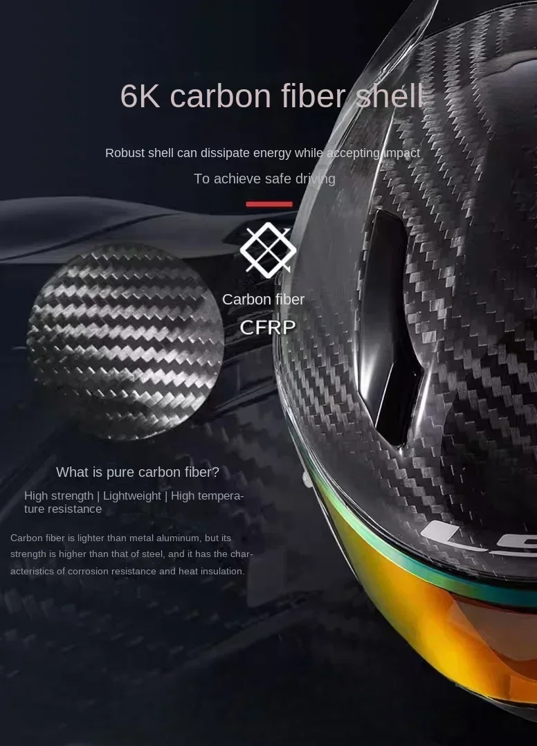 LS2 FF801 12K Carbon Fiber Motorcycle Helmet Full face Double lens helmet light Racing Big Colour tail Ccascos para moto DOT