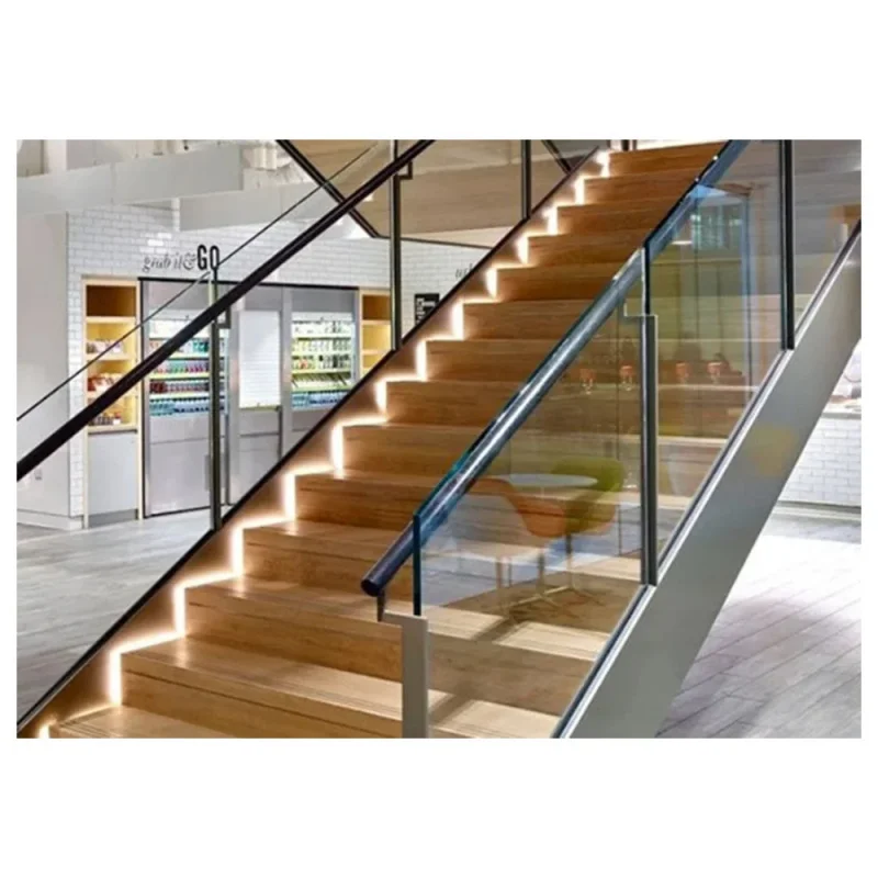 custom.Symmetrical Double Stringer Stairs Powder Coated Indoor Commercial Application Stair