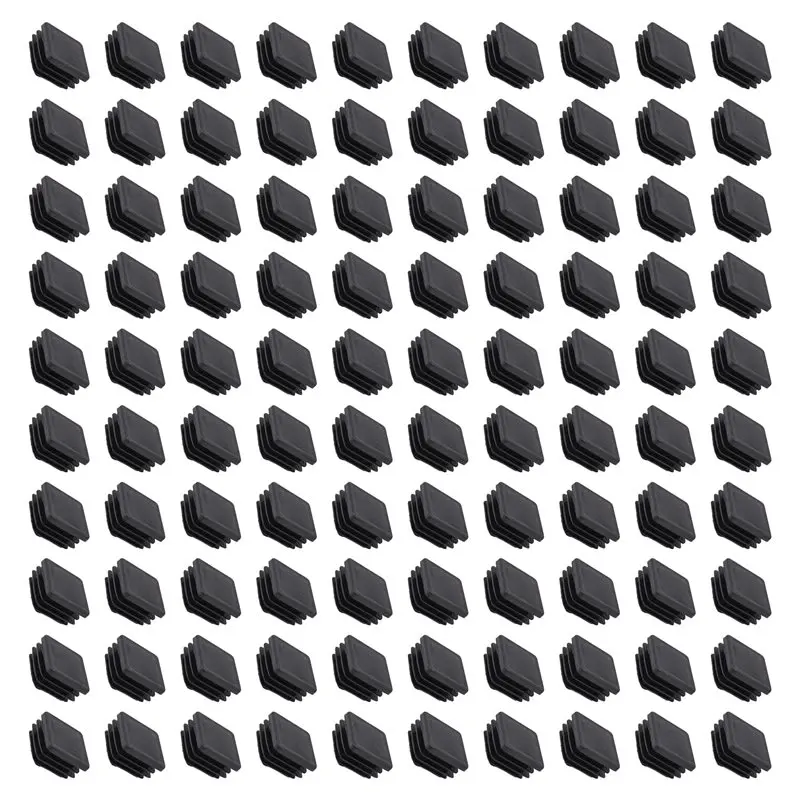 A25F-100Pcs Plastic Square Tube Inserts End Blanking Caps 20Mm X 20Mm Black