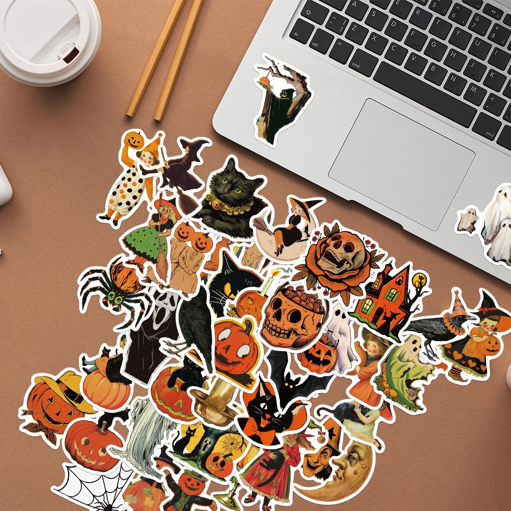 50 pezzi adesivi gotici con teschio di zucca strega scrapbook ufficiale chitarra telefono chitarra skateboard decalcomania fresca regalo per feste di Halloween