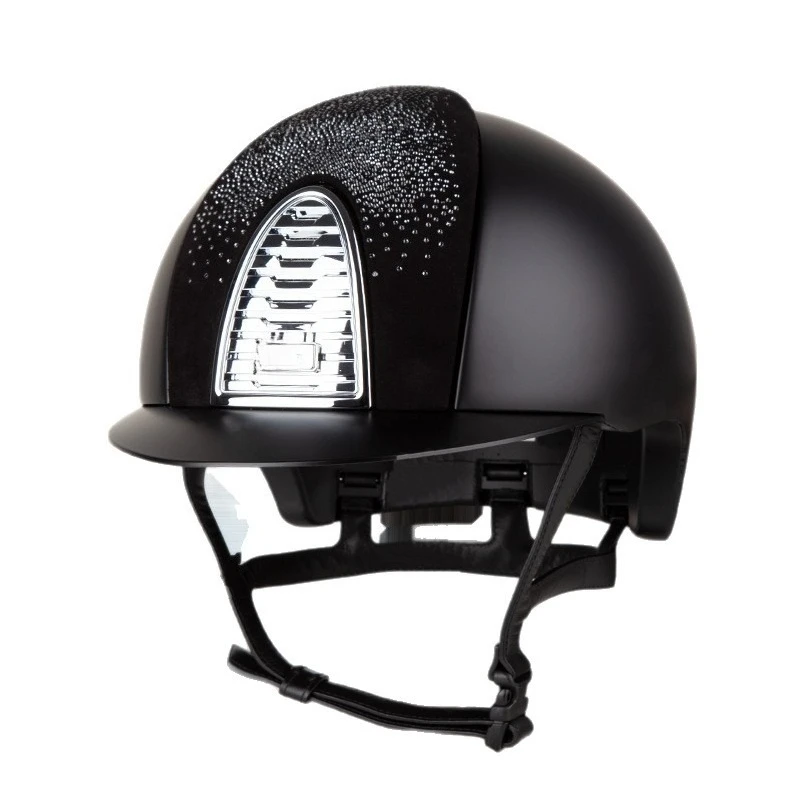 

Second-generation black diamond-encrusted equestrian helmet, rider helmet harness