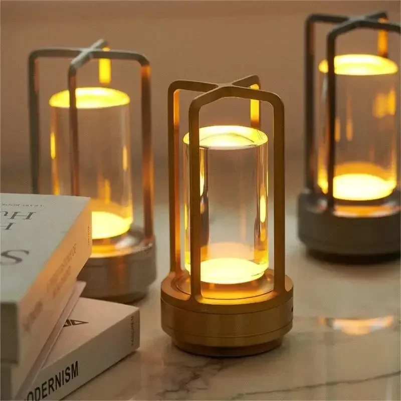 Atmosphere LED Night Light Retro USB Charging rechargeable Decorative bar Table Lamp Decoration Bedroom Desk Lighting battery