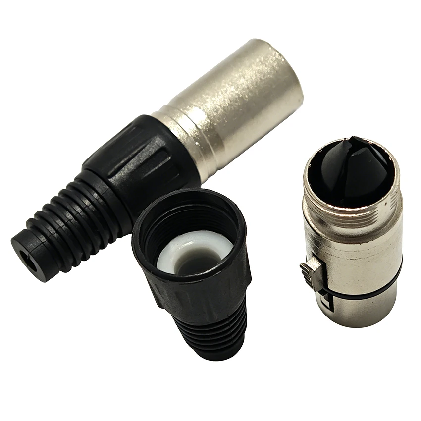 3Pin Male+Female Microphone Audio Cable Plug Connector For Cannon MIC Cable Terminal Black silver Microphone Plug
