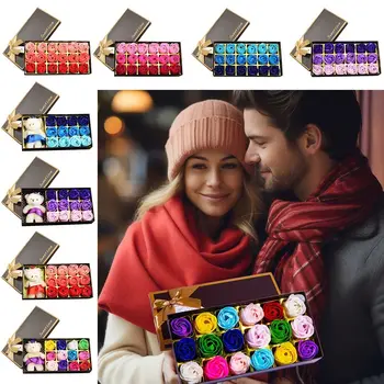 שיער מלאכותי ורוד אמבטיה סבון להביע אהבה עם תיבת מתנה צמח שמן חיוני סבון ולנטיין מתנת יום עבודת יד