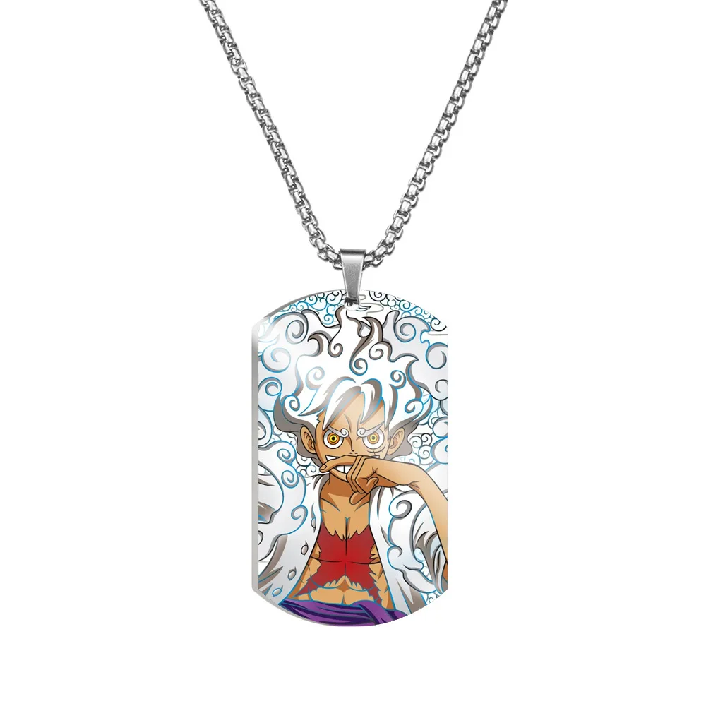 Anime One Piece Cartoon Figure Stainless Steel Necklace Color-printed Order Arrest Wanted Notice Rectangular Necklace Gifts Toy view 6