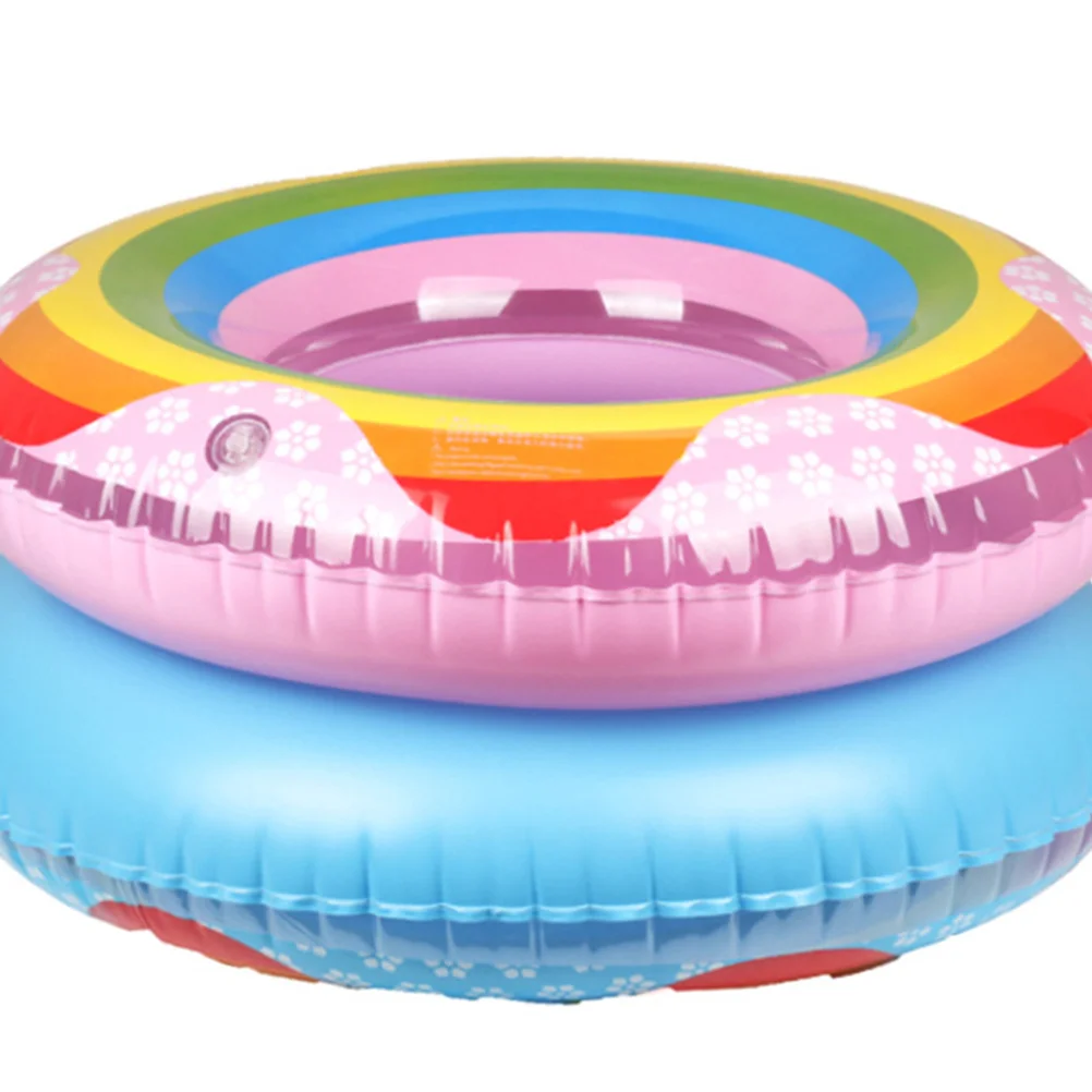 Надувное кольцо для плавания, 90 см, утолщенный Радужный дизайн, поплавок из ПВХ для летних водных развлечений, безопасное обучение плаванию