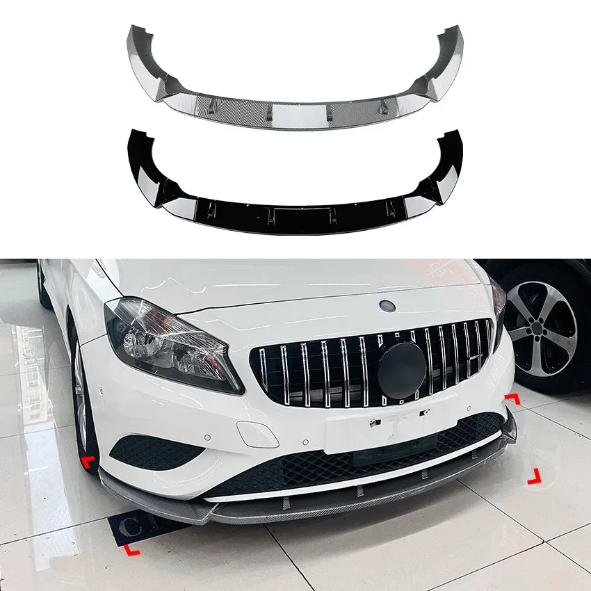 3PCS for Mercedes-Benz A-Class W176 Front Bumper Spoiler Lip Splitter Cover A180 A200 A250 Standard 2013 2014 2015 Accessories