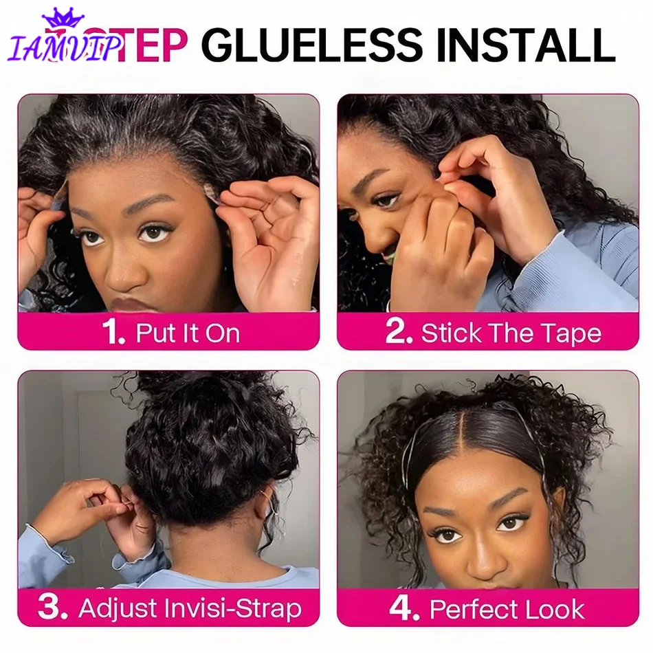 250 Density Invisi Strap 360 Full HD Lace Frontal Kinky Curly Wig Black Human Hair Drawstring Snug 30 inch Water Wig Glueless image 5