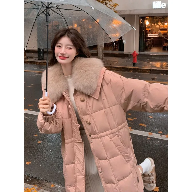 2025 Women's Winter New Loose Shawl Cotton Jacket Solid Color Long Style Over Knee Thickened Loose Cotton Jacket