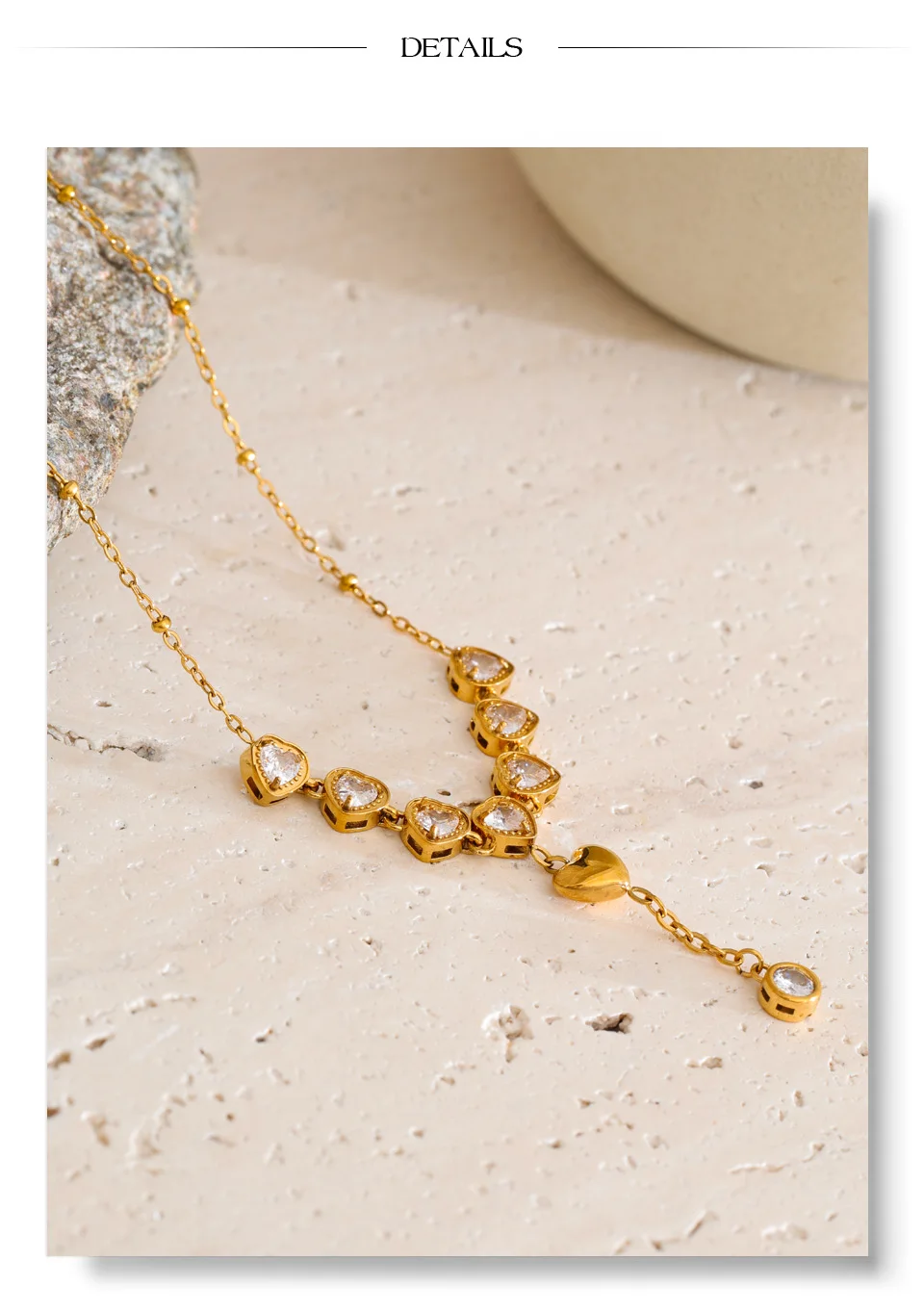 Yhpup Valentinstag-Geschenke Edelstahl Zirkonia Herz Liebe Tropfen-Halskette Eleganter Charm Damenschmuck – Detail 7