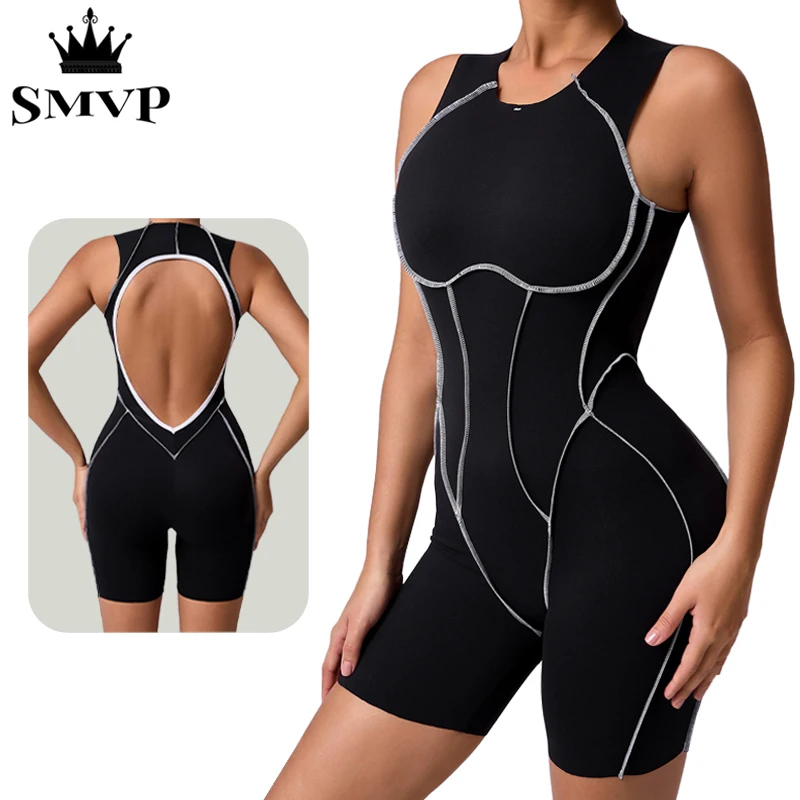 

Комбинезон для йоги, летняя короткая спортивная одежда без рукавов, спортивное боди для тренажерного зала и фитнеса, женская одежда для танцев, бега и тренировок