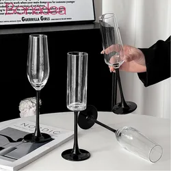 Creative Champagne Glasses Cups Luxury Red Wine Glass Cup Black-footed Glass Goblet Juice Cups Home Kitchen Accessories