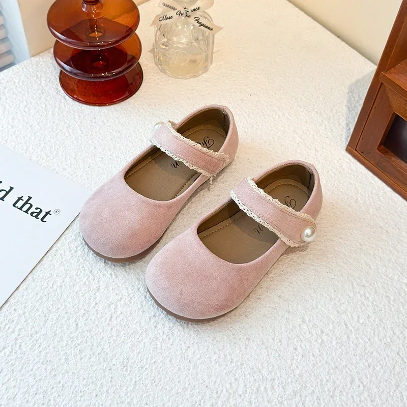 

Girls Princess Leather Shoes Elegant Ruffled Edge Children's Flats Spring Autumn Versatile Kids Causal Shoes Soft Bottom Fashion