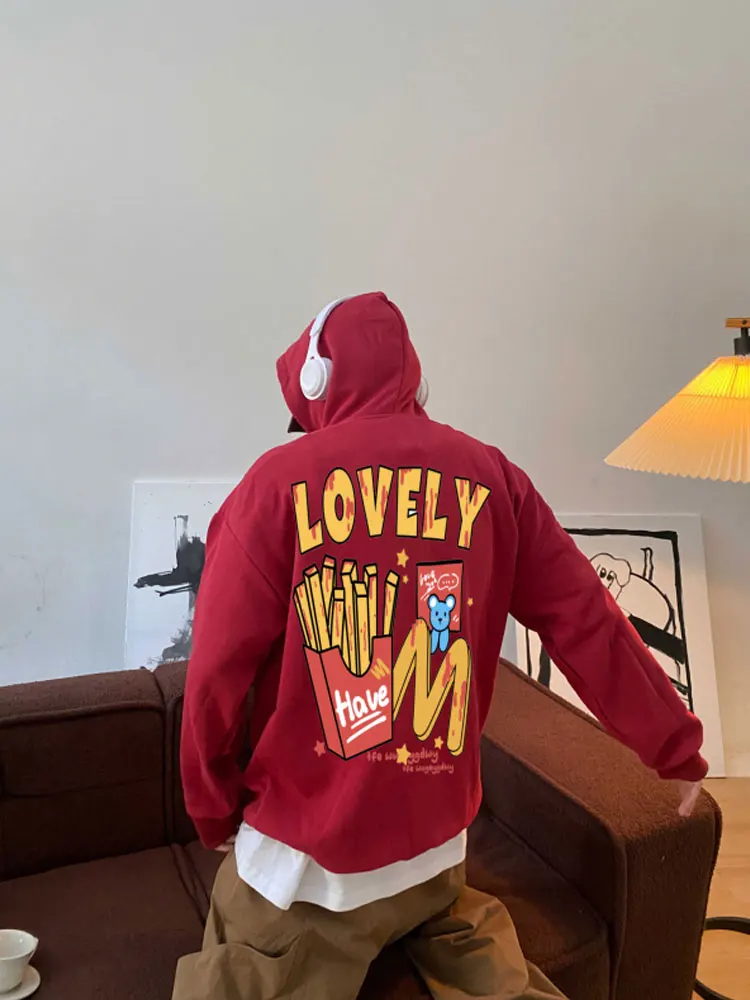 

Красная толстовка Monald's цвета винного красного вина, мужская осенняя толстовка 600 г, плотная, износостойкая, Zhongan Jaet, высококачественная одежда для пар