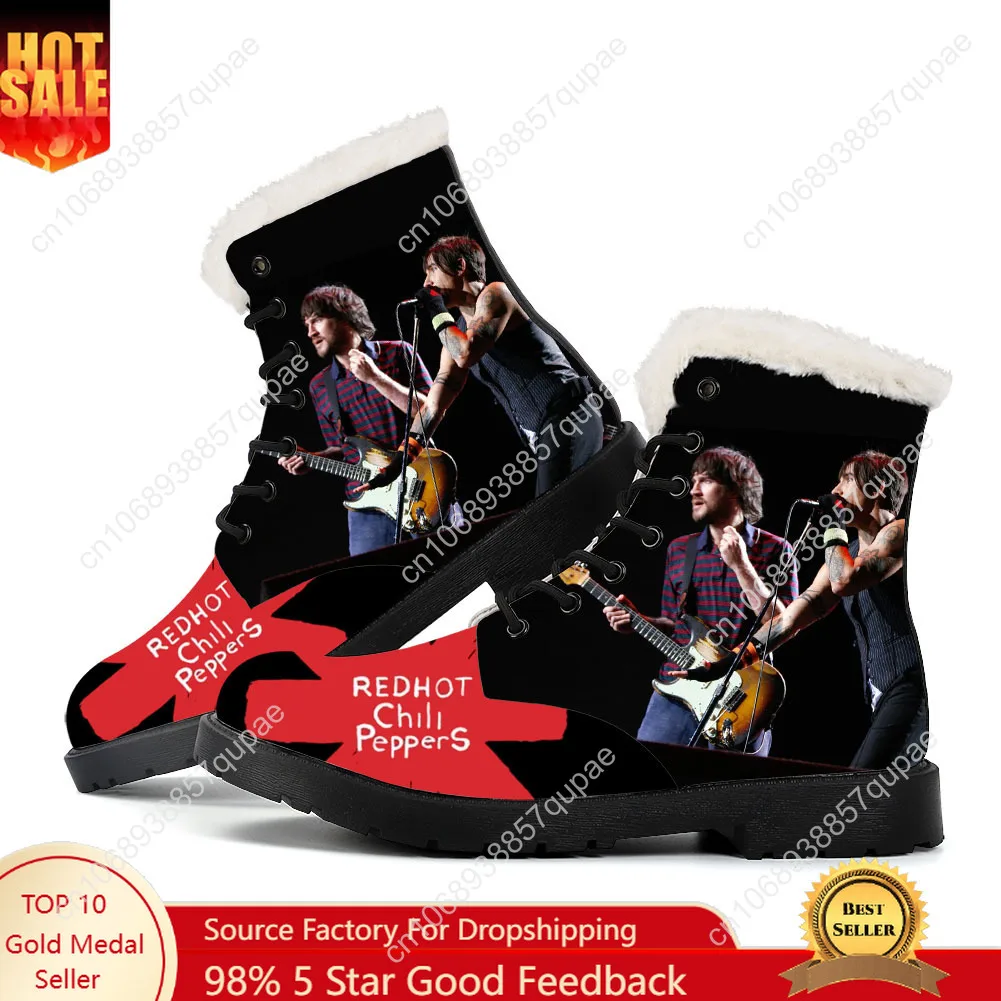 Red Hot Chili Peppers Plush Boots Hip Hop Mens Womens Teenager Shoes Casual Boot Light Warm High Quality Couple Customize Shoe