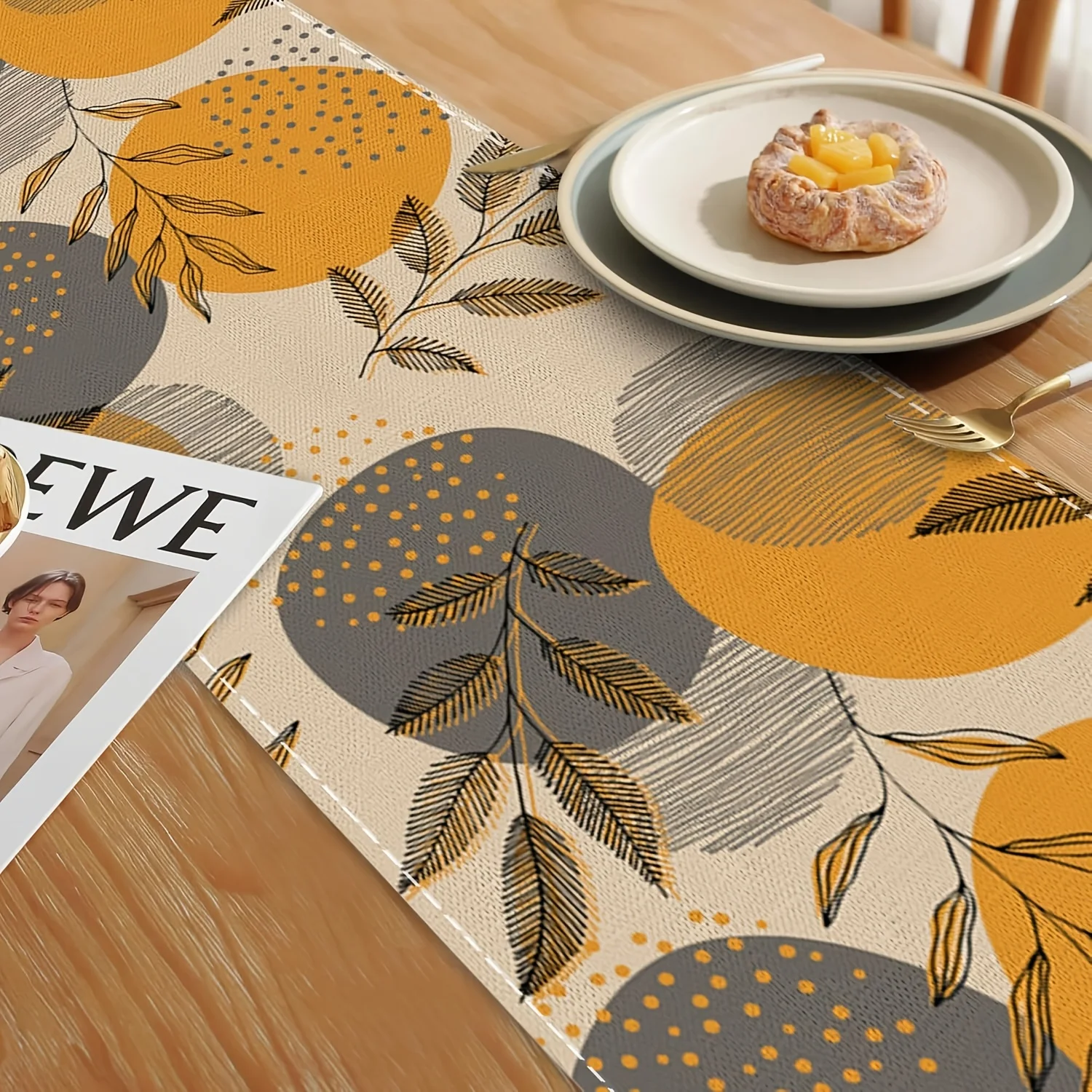 

1pc Nordic style table flag abstract plant leaf vein design homestay/party decoration gift recommendation