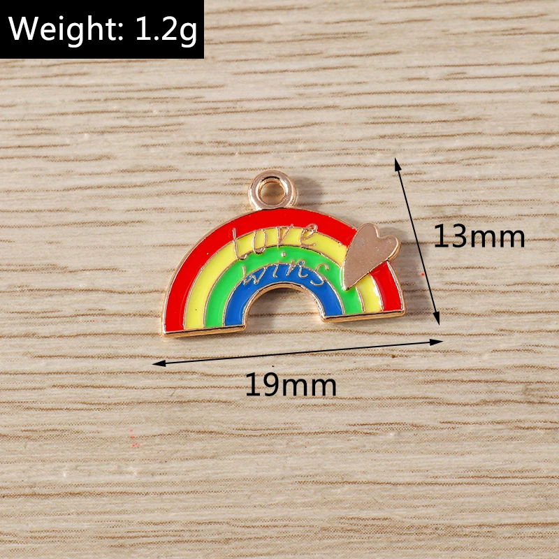 10 Stück Niedliche Bunte Emaille-Regenbogen-Herz-Mond-Anhänger für Schmuckherstellung, Halsketten, Ohrringe, Armbänder, DIY-Bastelzubehör – Detail 8