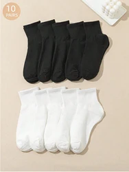 10 pairs of socks for men's summer thin black and white mid length socks for antibacterial and odor prevention