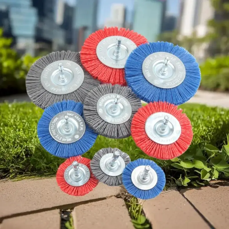 

For Drill Rotary Tool Remove Rust/Corrosion/Paint Nylon Abrasive Brush Grit 80/120/180/240 Flat Abrasive Wheel Brush 1/4" Shank