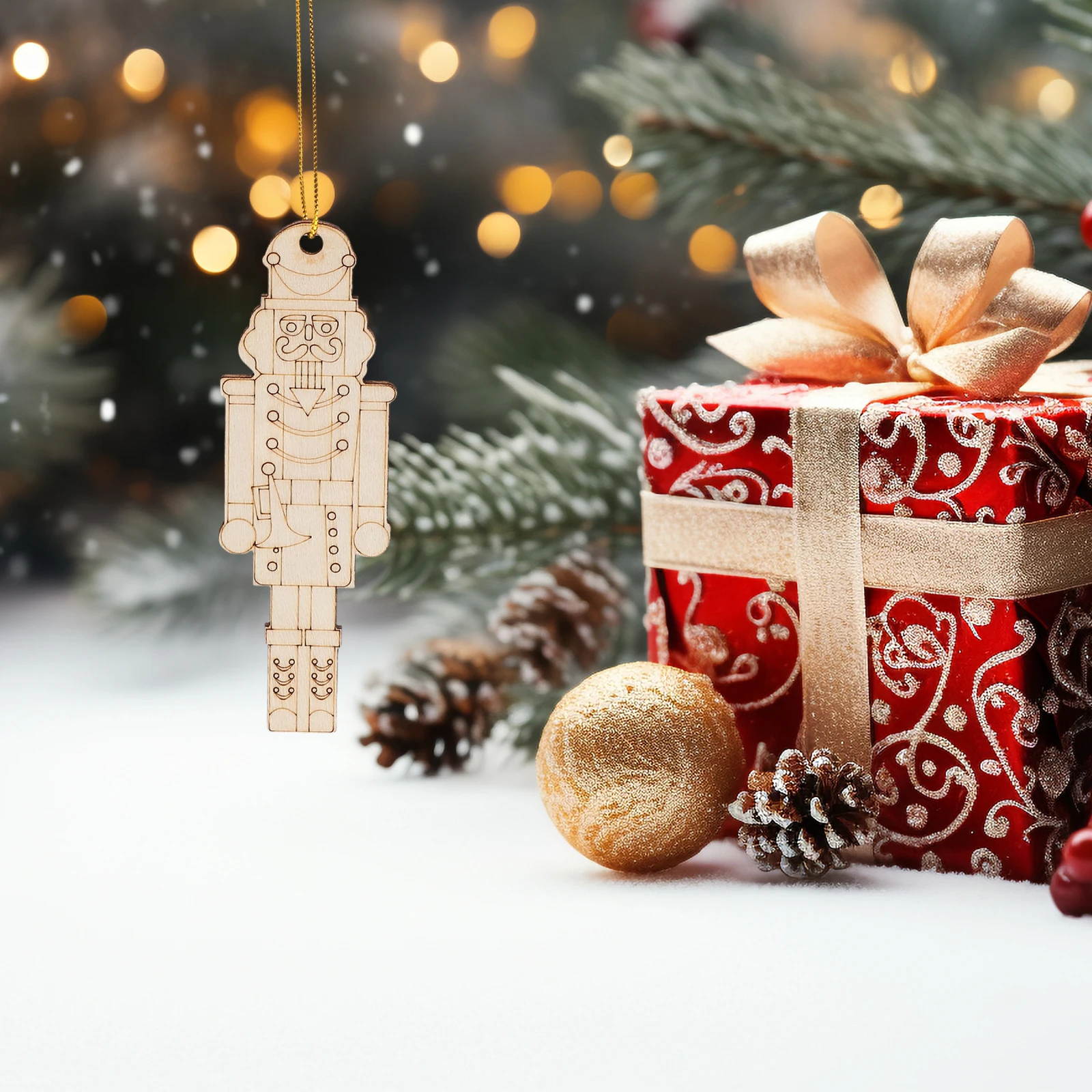 

12Pcs Nutcracker Decoration Wooden Cutouts Unfinished DIY Christmas Ornaments for Tree Window Door Hanging Crafts