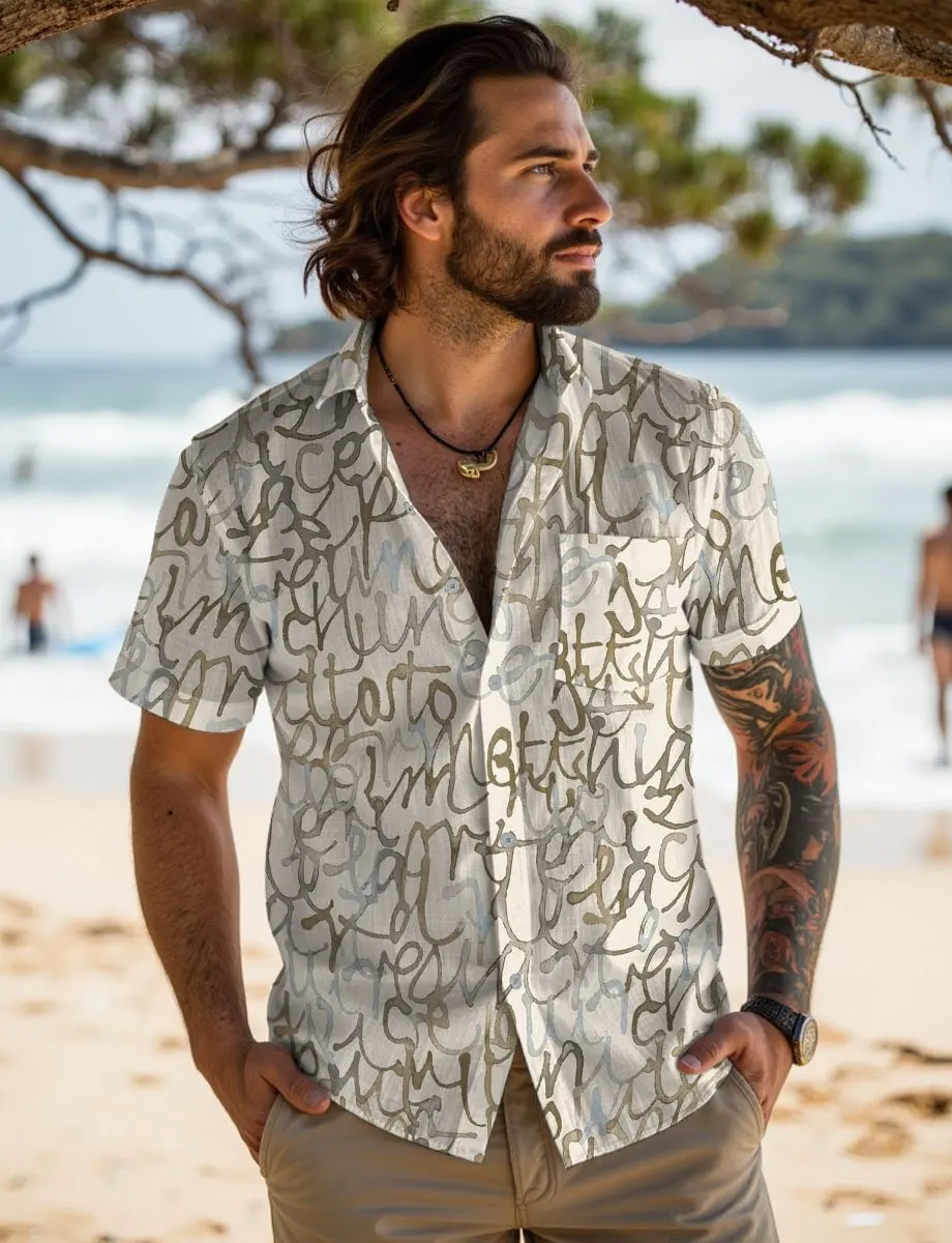 Summer new men's Hawaiian style printed short sleeved shirt, Hawaiian street top, casual and comfortable shirt