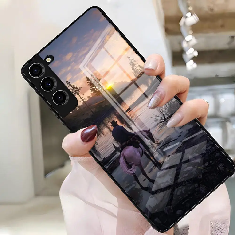 الأحمر الميت الفداء RDR2 قضية الهاتف لسامسونج A25 A13 A33 5G A54 A36 A35 A56 A52 A14 غطاء زجاجي مقاوم للصدمات