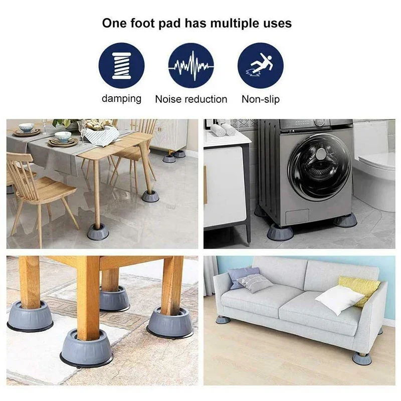 4Pcs Washer Foot Pad Anti Vibration Pads Washing Machine Holder Dryer Shock Support Prevent Moving Non-Slip Home Supplies