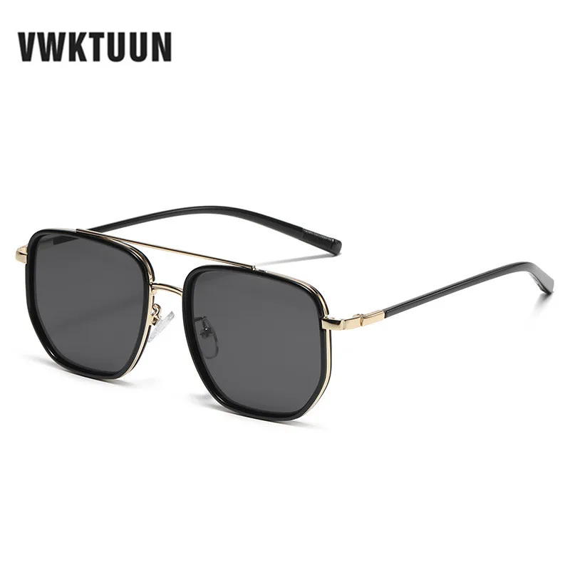 VWKTUUN Women Sunglasses 2022 Square Glasses Women Vintage Twin-beam UV400 Oculos Metal Frame Glasses For Men Gradient Lens