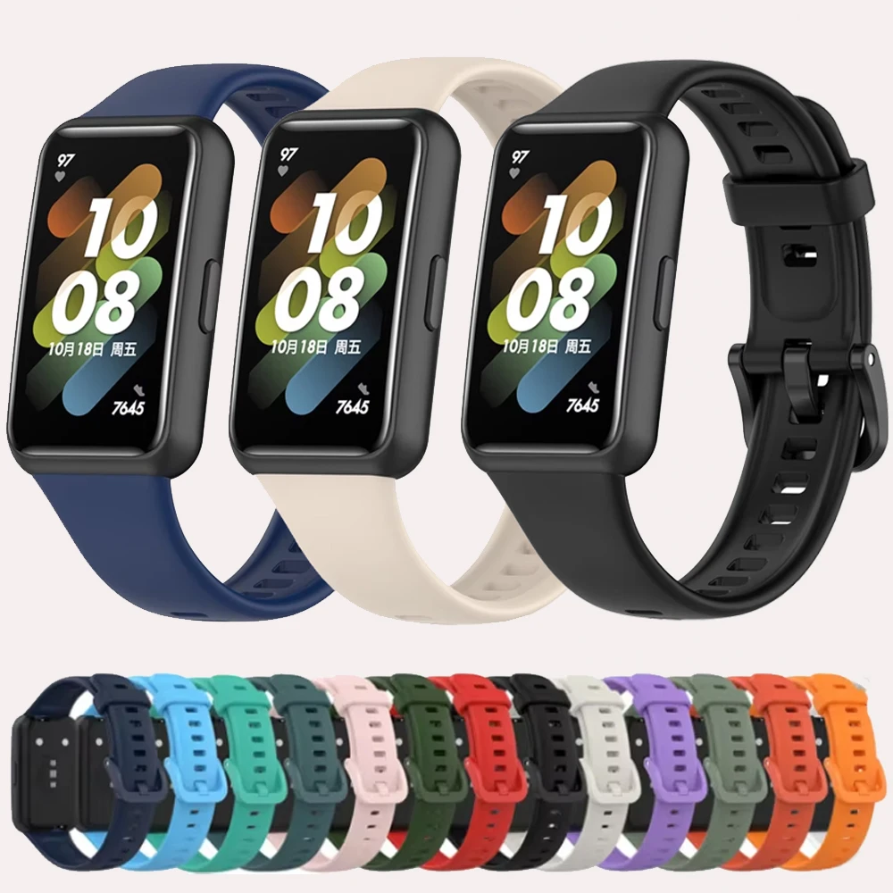 Soft Silicone Strap For Huawei band 7 Sport smart bracelet fashion original replacement wristband For Huawei watch band 7 Correa